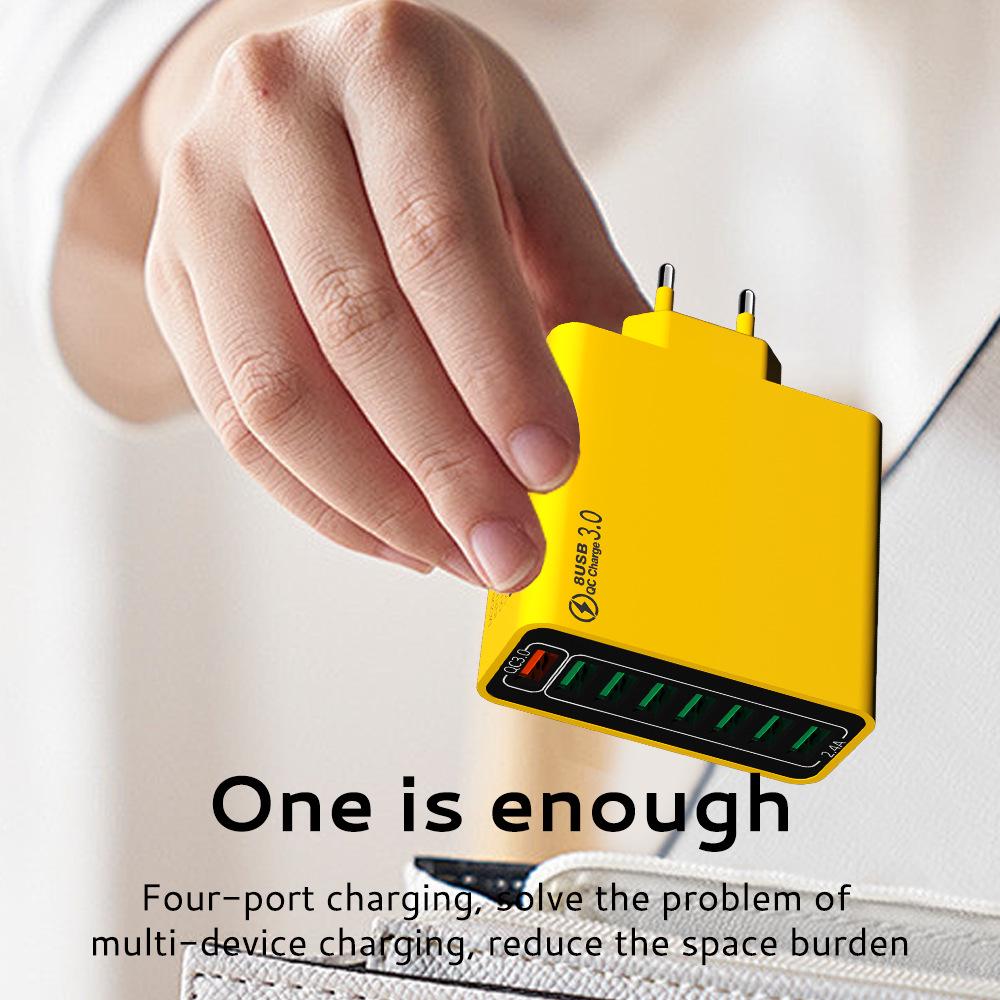 QC3.0 8-Port 30W Multi-USB Fast Charger for Mobile Phones - US/EU/KR Specs, High Power, Colorful Design