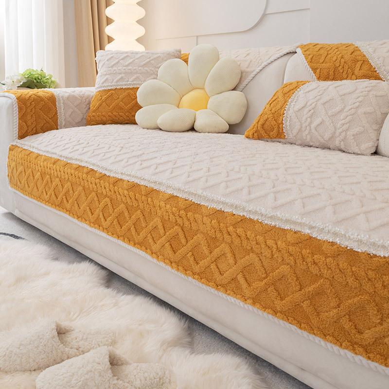 Plush Sofa Cushion Winter Antislip Cushion Korean Ins Leather Sofa Cover Cover Cloth Winter Blanket
