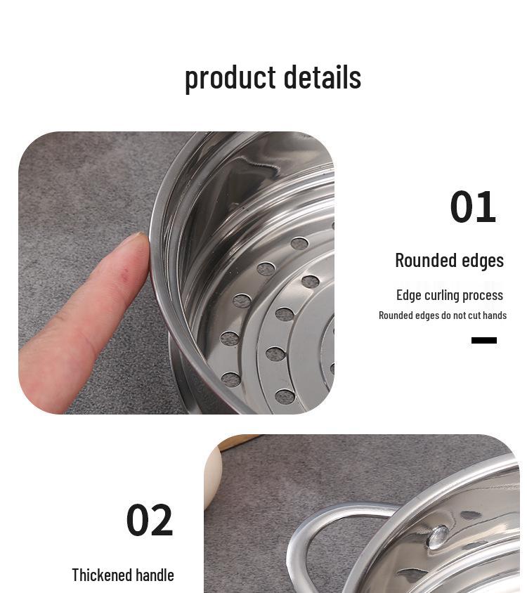 304 Stainless Steel Steamer Tray & Rack, Flat Mouth, 16cm-22cm, Min Order: 2 Pcs