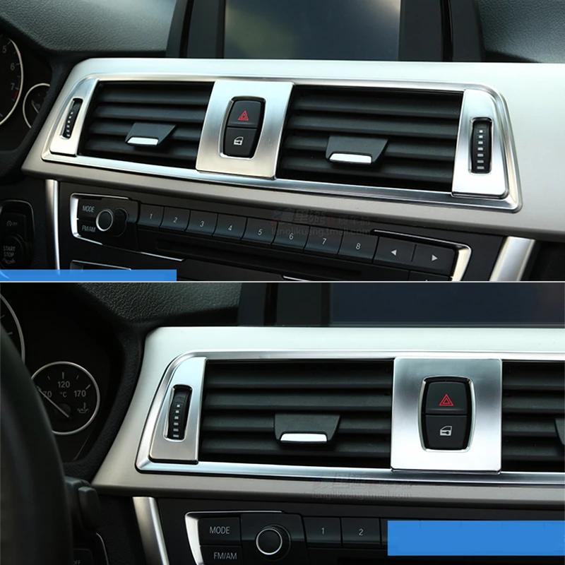 ABS Silver Bil Mittkonsol Luftkonditioneringsuttag Ram Skydd Dekorationsdekal För BMW 3 4 Serie F30 F31 F32 F33 F34 GT 2013-2019