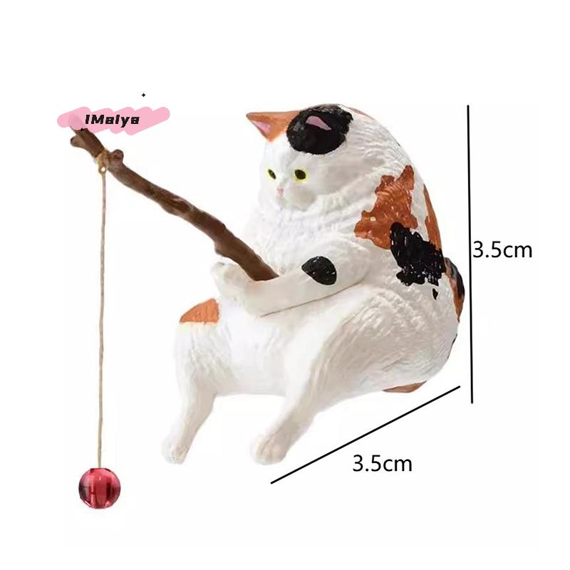 M-1/7pcs Fish Tank Fishing Cat Hanging Creative Landscape Home Office Ornaments Fishing Fun Mini Decorative Micro-Landscape