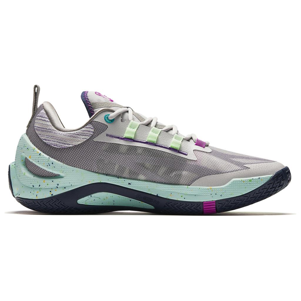 ANTA Men Professional Basketball Shoes Grey Fluorescent Green Purple 912411110Q-6