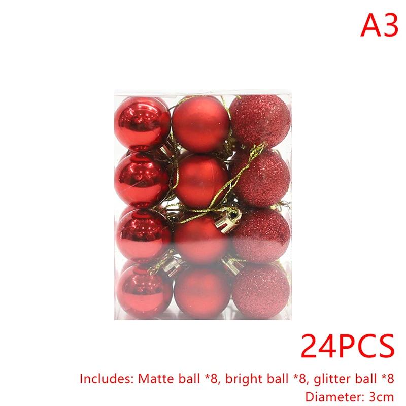 24-Piece 3cm Festive Christmas Ball Ornaments – Xmas Tree Hanging Decorations for Holiday Parties