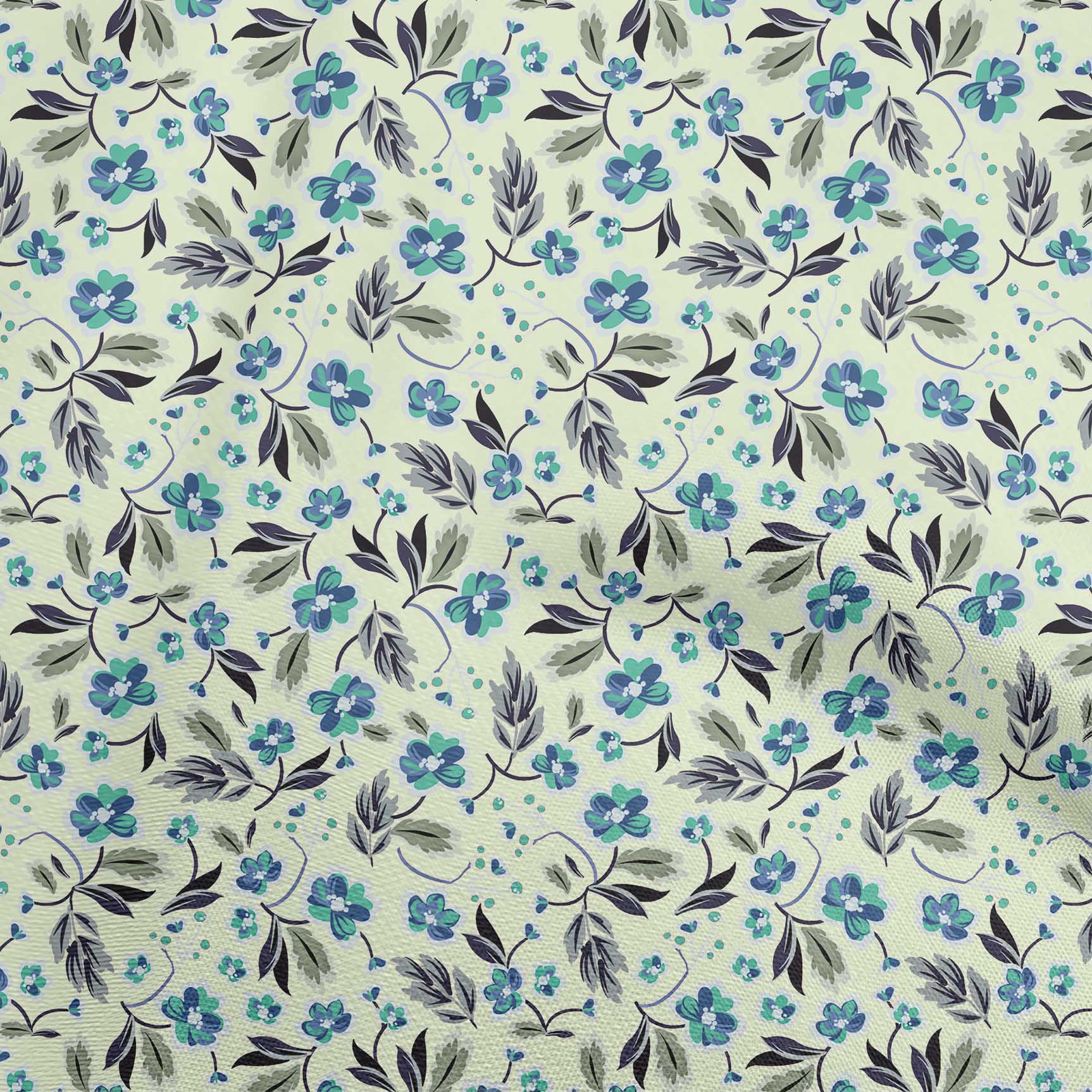 

OneOone Cotton Flex Grey Fabric Тканина з квітковим малюнком для пошиття друкованої тканини для рукоділля у дворі 40 дюймів 42 Inch Wide - Viscose Chiffon середній синього кольору