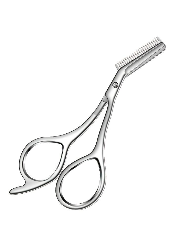 Stainless Steel Eyebrow Scissors with Comb - Hypoallergenic One-Piece Design, Sharp Blades & Ergonomic Handle for Precise