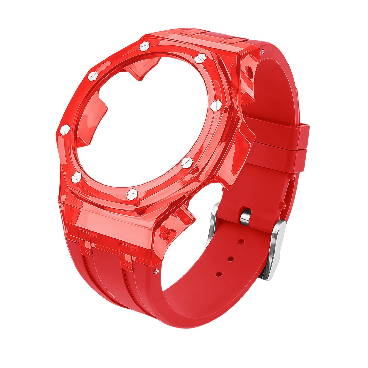

For Casio Farmhouse Oak Watch GA2100/GA2110/GA-B2100 Modified Transparent Case Silicone Watch with Rubber Chain Set Accessories GA-2100 2110 B2100mm