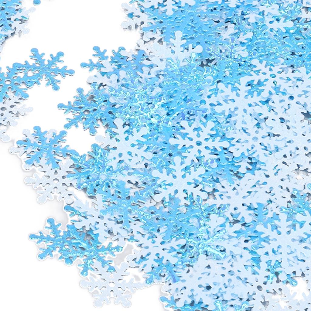 1000Pcs Snowflake Confetti 0.9in Vibrant Color Reusable Plastic Multi Purpose Christmas Confetti for Box Tree Vase