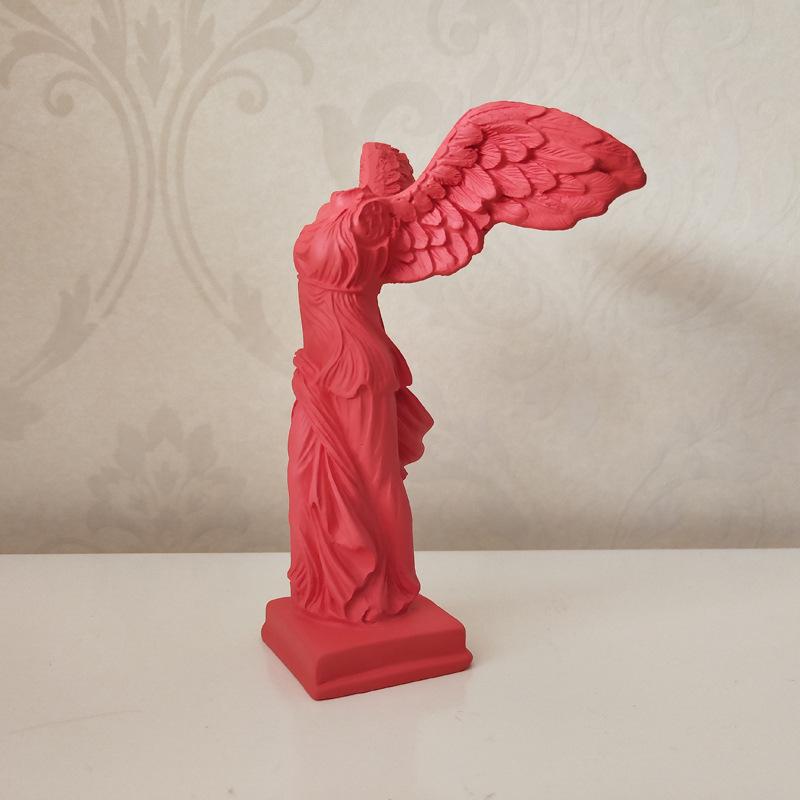 14cm Resin Victory Goddess Figurine: Nordic-Style Full Body Sculpture for Desktop Decoration