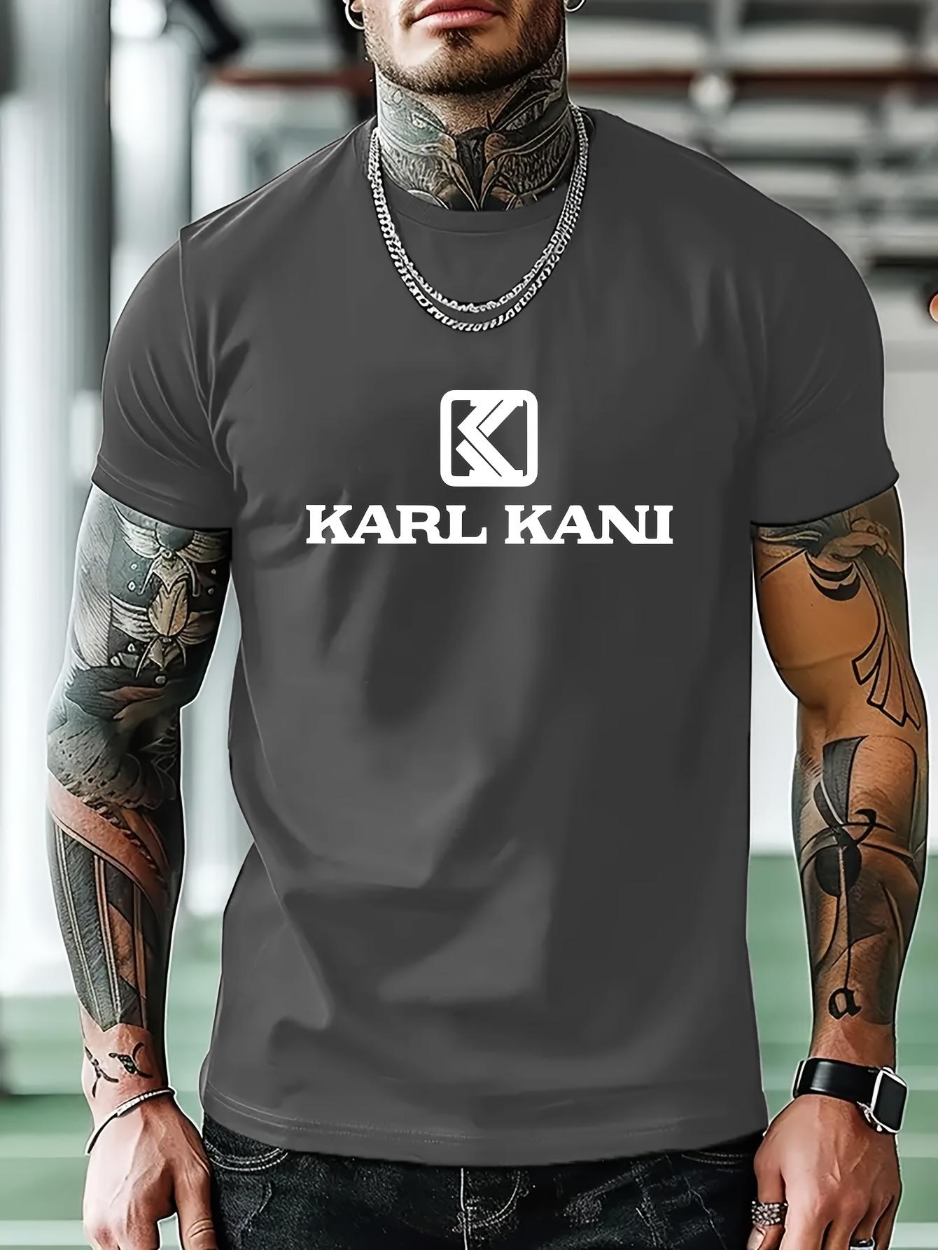 Повседневная футболка с коротким рукавом и ярким графическим принтом KARL KANI - Светло-голубая XXXXL