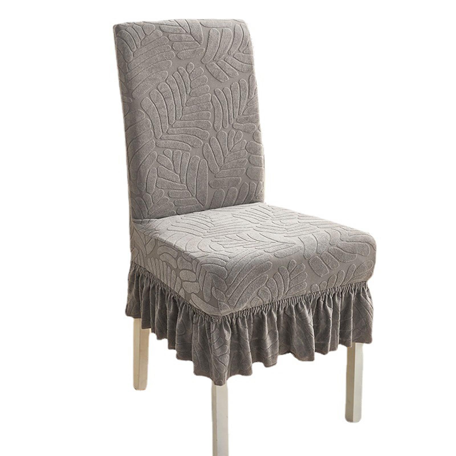 

4pcs Home Dining Table Chair Covers Universal High Elastic Chair Protectors With Skirt For Dining Room silver grayuniversal#0