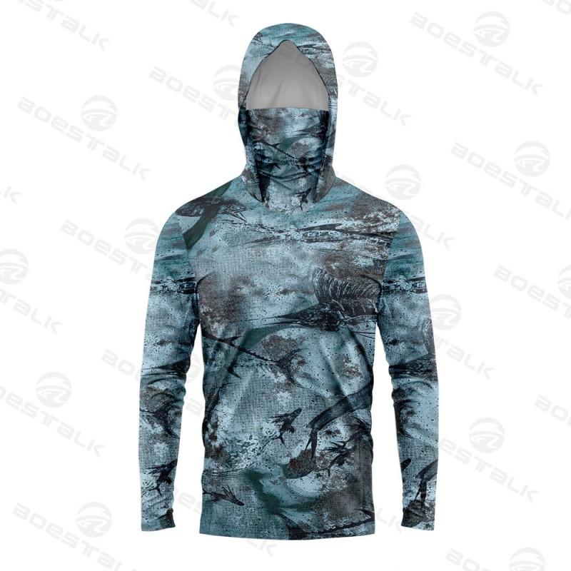 Mens Womens Fishing Shirt With Face Cover UV Protection Quick Dry Breathable Bamboo Fiber Boat Shore Sea Angling