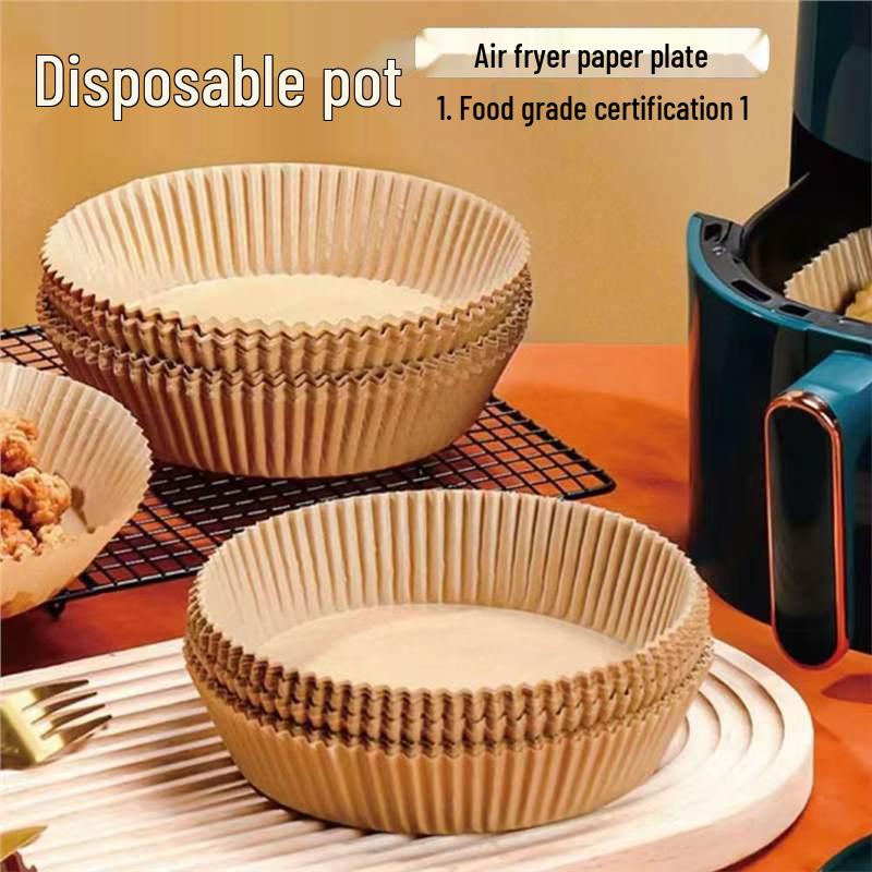 Air Fryer High-Temperature Resistant Oil-Absorbing Paper Pads - Food Grade Round & Square Baking Sheets.