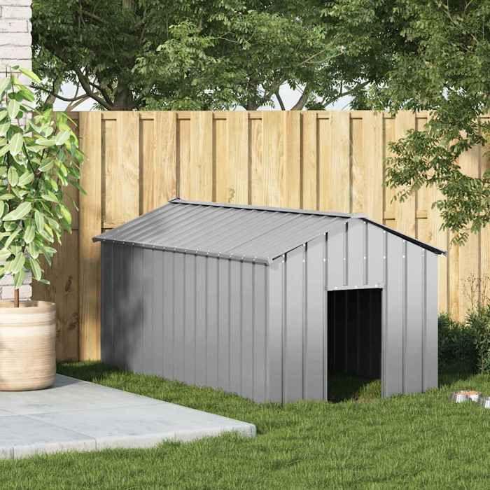 VidaXL Dog Niche with Black Roof 114x202x101 Cm Galvanized Steel, Dog Cage, Dog Shelter, Pet Cage for 4100922