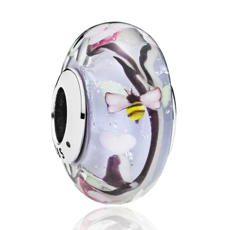 Bunte Murano Glas Echte Kupfer Blume Blatt Kosmische Regenbogen Anhänger Perle Für Armbänder DoItYourself Damenschmuck Geschenke