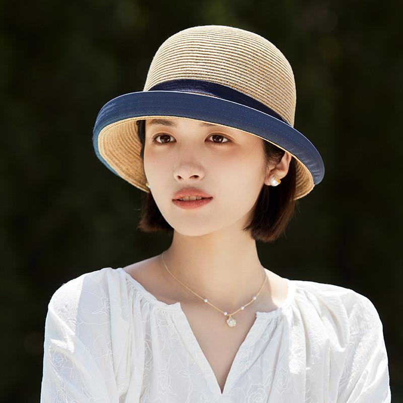 Classic Straw Hat For Women Summer Sun Protection With Short Brim And Rolled Edge