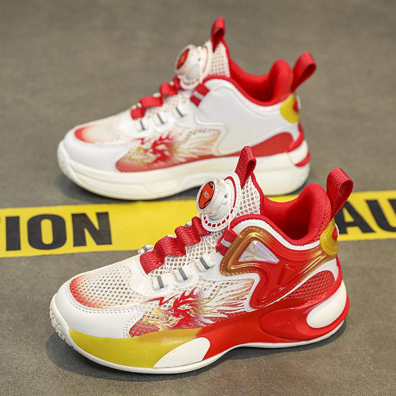 Boys' sports shoes summer single net hollow 2025 new children's shoes basketball shoes medium and older children's non-slip running shoes