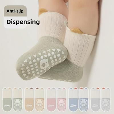 Calcetines Antideslizantes de Dibujos Animados para Niños: Calcetines de Bebé de Media Caña Lindos para Niños y Niñas, Edades 2-5, Colección Primavera