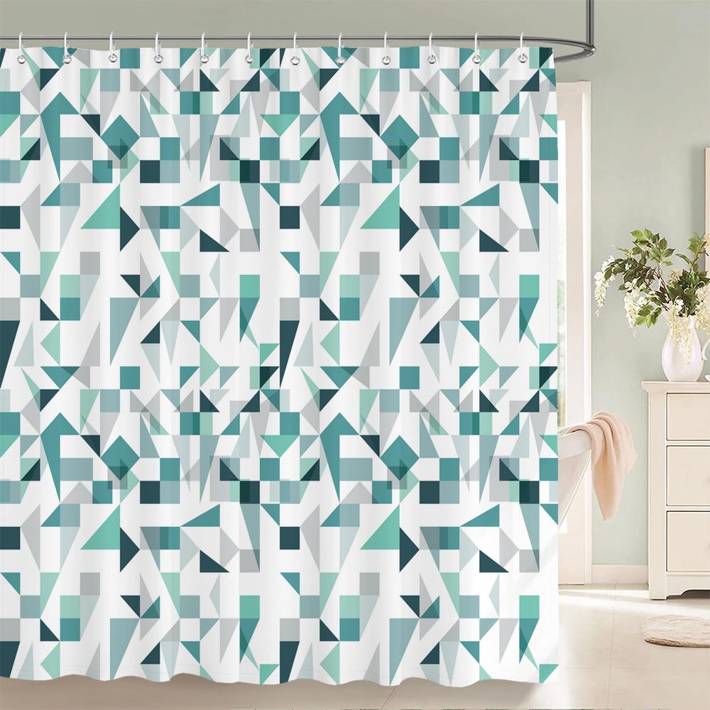 Geometry Pattern Shower Curtains Waterproof Polyester Personality Bathroom Curtain With Hooks Curtains For Bathroom Shower