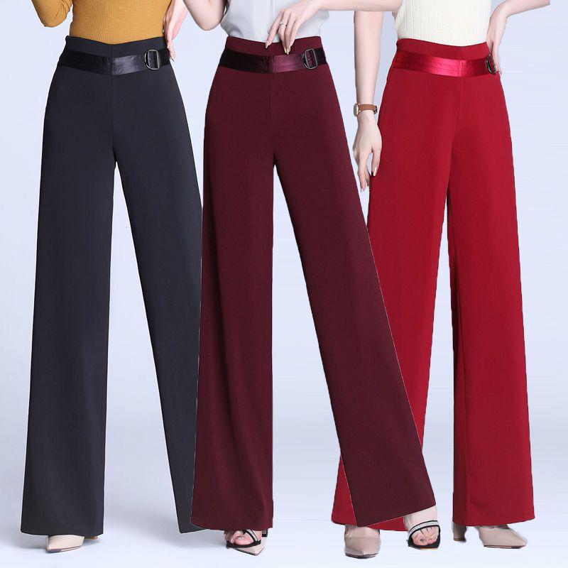 High-Waisted Wide-Leg Dance Pants with Side Zip for Women – Spring/Summer Style, Solid Color, Great Drape, Casual Ironed Straight-Leg Design