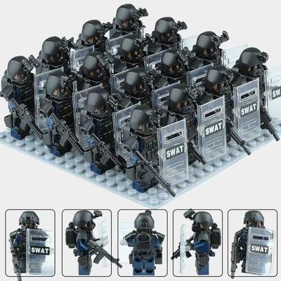 Building Block Riot Police Mini Humanoid Doll Reloaded Anti-virus Ghost Special Police Marine Humanoid Doll, Cartoon Toy Gift