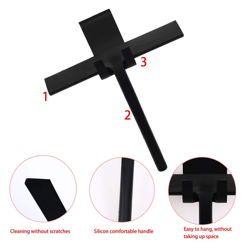 Silicone Shower Squeegee Window Squeegee with Storage Holder with Stainless Steel 8.93-Inch Cleaning Tool with Hook