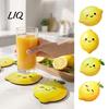 Creative Gifts for Friends 4PCS Cute Lemon Shape Wooden Coasters, Non-slip Heat Insulation Pads, Shaped Table Coasters Decorative Tableware