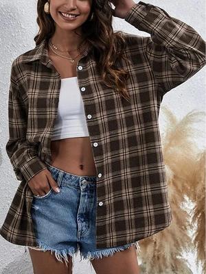 Cardigan ample à carreaux pour femmes - Nouvelle mode européenne et américaine pour automne/hiver 2024