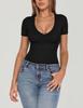 Ziyuan Y2K European & American Style Deep V-Neck Slim Fit Short Sleeve Women's Top