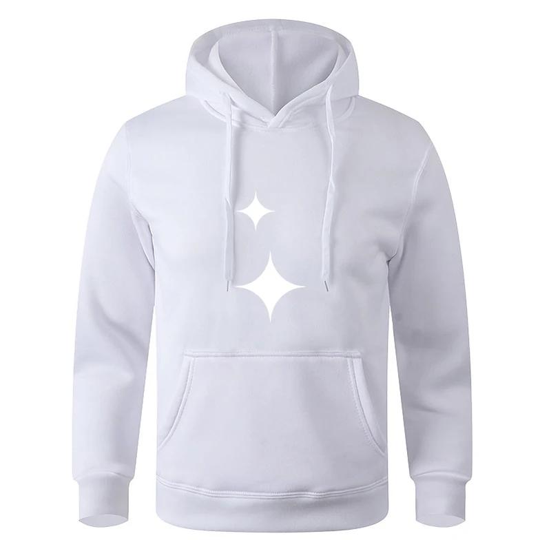 Autumn Fleece Drawstring Pocket Printed Long - Sleeve Loose Hooded Korean Fashion Sweatshirt with Drawstring Pocket Hoodie