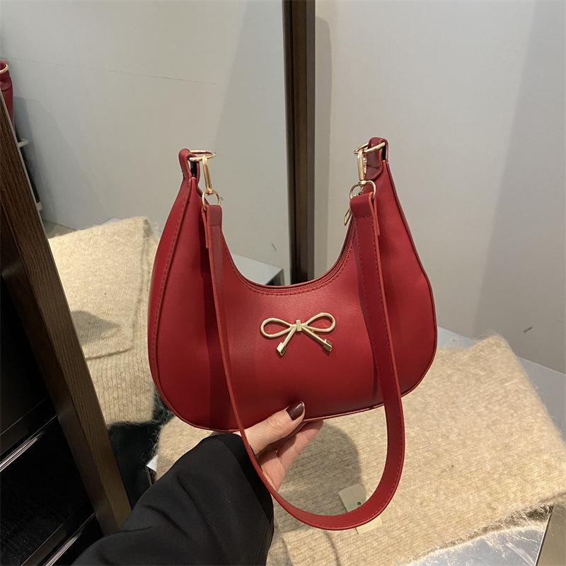 Temperament versatile women's bag fashion bow underarm bag niche design shoulder messenger bag