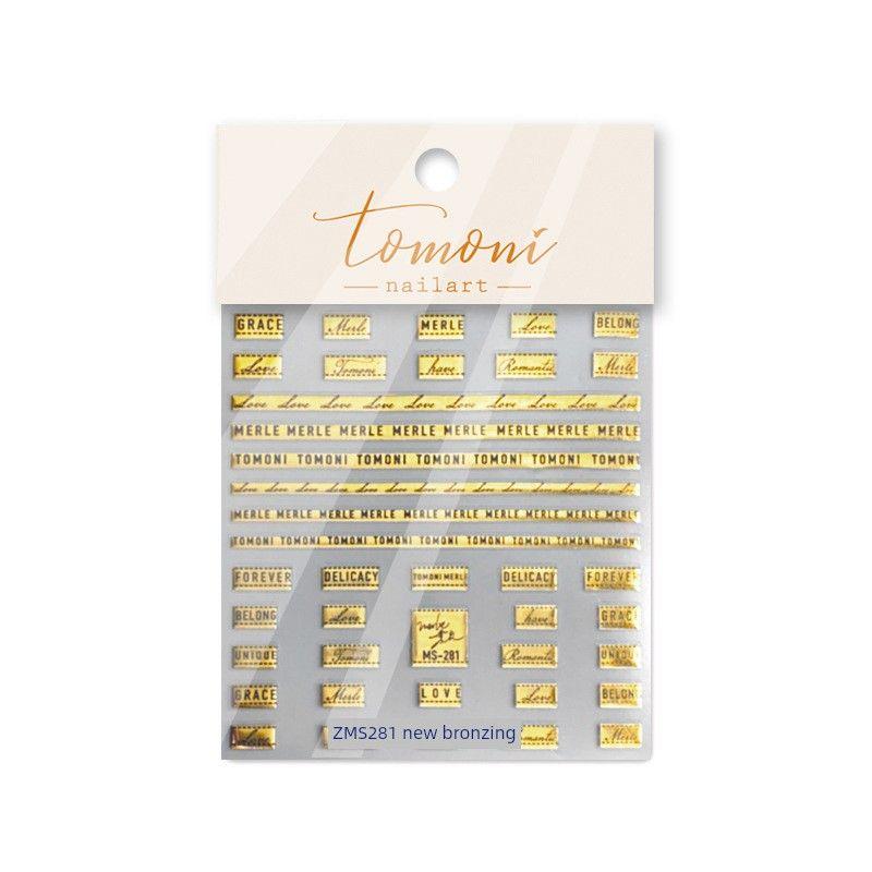 

Bronzing Color Flower Label Nail Sticker Tomoni Relief Japanese-Style Retro Nail Sticker Black Flower White Picture Frame Nail Ornament New Bronzing Standard 281