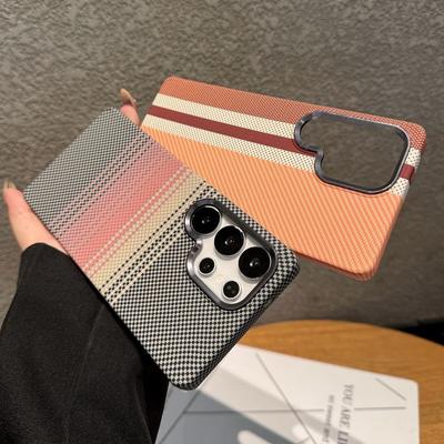 Berg Kohlefaser Kevlar Muster Kunststoffhülle Für Samsung S25 S24 S23 Ultra Plus Für Magsafe Magnetisches Kabelloses Lade Cover