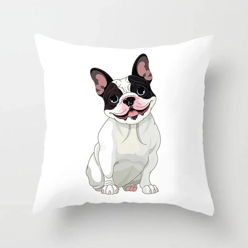 French Bulldog Cushion Cover Sofa Dogs Pillow Cover for Home Decoration Sofa Chair Cars Decorative Pillows Pillowcase X