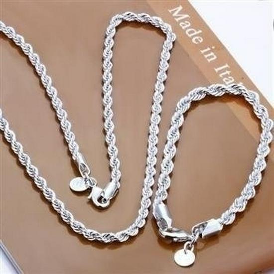Collar Europeo y Americano de Cuerda Trenzada Flash de 4 mm Chapado en Plata