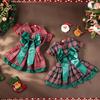Dog Dress Pet Classic Plaid Skirt Kittens Puppies Dress Cute Little Flying Sleeves Bow Party Princess Dress New Year's Christmas