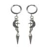 Gothic Spikes Earrings with Moon and Star Pendant Comfortable Ear Hoops Stylish Punk Accessories for Women Man