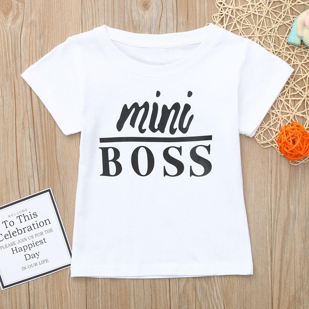 

Ramidos Children Kids Short Sleeve Letter Print T-shirt Tops Matching Family Clothes