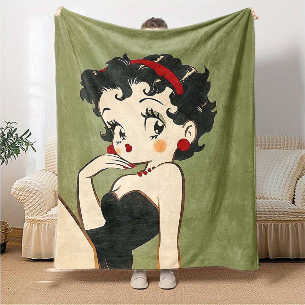 1Pc Betty Boop Dress Blanket For Couch Bed Plush Cozy Fuzzy Blanket Super Soft Warm Blankets For Fall And Winter 09186