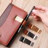 Office Supplies Portable Metal Brass Pen Folder Handmade Leather Stainless Steel Clips Notebook Holder