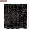 Black Peony Floral Shower Curtain Abstract Vintage Flower Blossom Plant Leaves Modern Elegant Women Cloth Fabric Waterproof