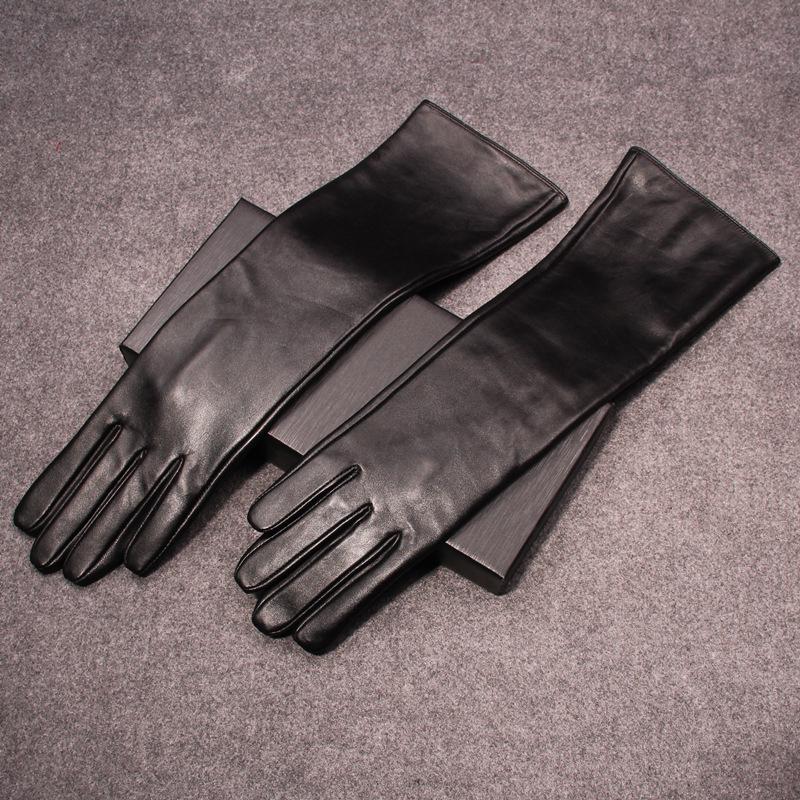 Women's Long Lambskin Gloves - Winter Velvet Warm Touchscreen Arm Cover, Korean Style