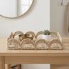 Scalloped Edge Handwoven Storage Basket Rectangular Fruit Basket Desktop Organizer  Bedroom