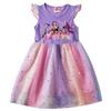 Kids Girls Anime Cartoon K-Pop Rumi Zoey Mira Print Ruffle Short Sleeve Sequins Casual Rainbow Dress