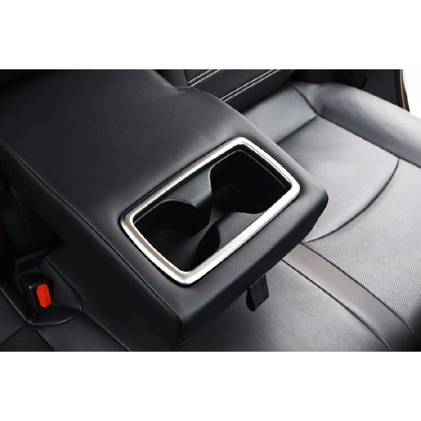 For Toyota RAV4 2019-2025 Silver Steel Rear Armrest Water Cup Holder Panel 1PCS