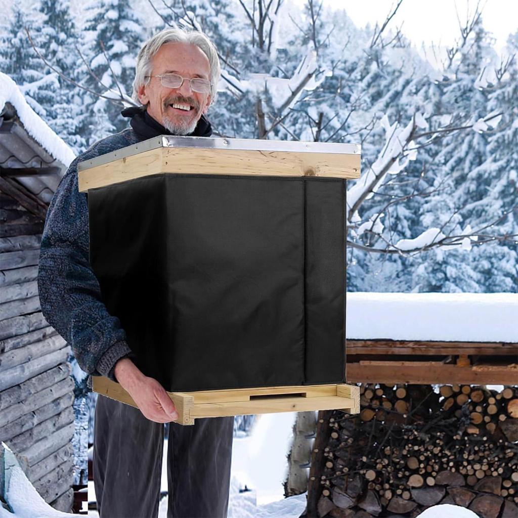 60x46cm Bee Hive Insulation Wrap 600D Oxford Cloth Winter Protective Bee Cover Waterproof Bee Hive Wrap for Winter Garden Yard