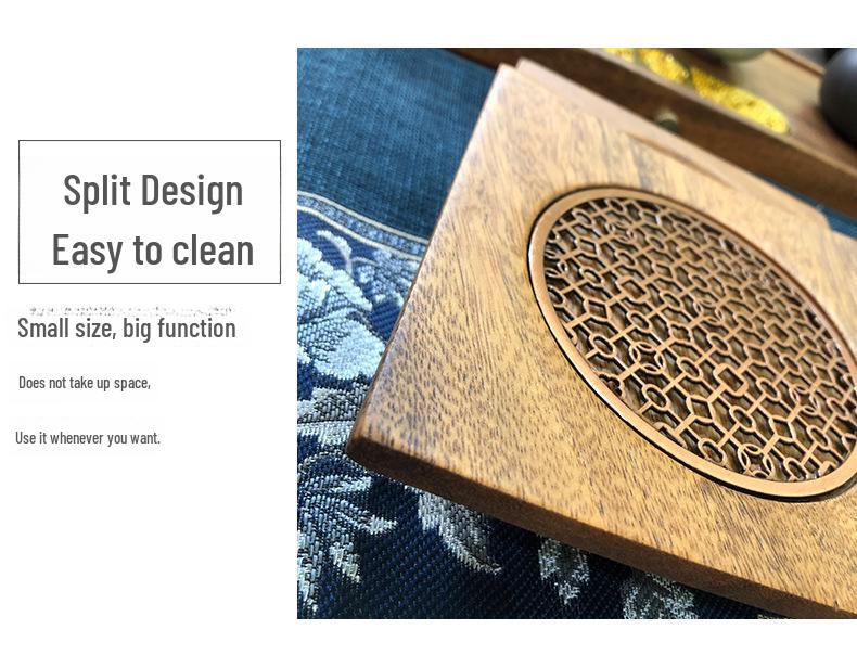 Taca do herbaty i podkładka z drewna orzechowego z pojemnikiem na wodę