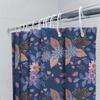 Colorful Floral Shower Curtain Navy Blue Pink Purple Green Bathroom Decor Waterproof Fabric Bath Mat Cover Free Size 72X84 Inche
