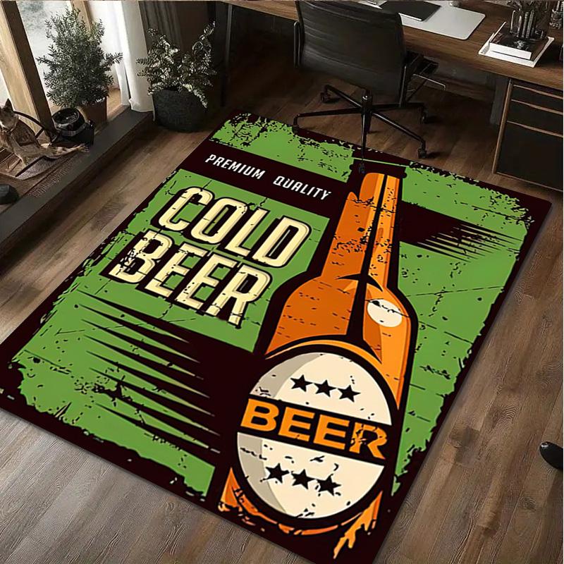 1Pc Beer Print Rug - Home Decoration Carpet For Living Room Bedroom Flooring Computer Chair Area Rug