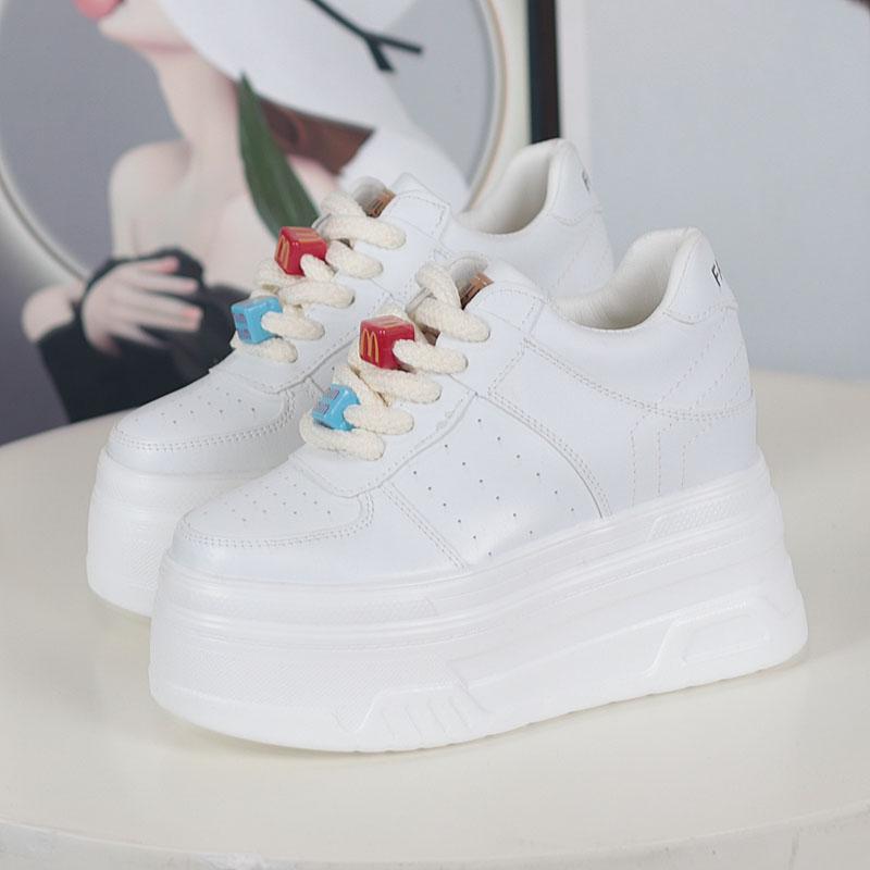 Fashion 12CM Invisible Inner Increase Small White Shoes Women  New Small Thick Platform Platform Shoes Leisure Sports Luxury Shoes