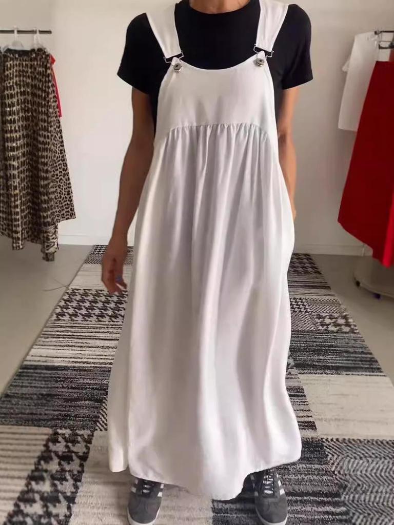 2025 Sommer Damen Baumwollleinen Camisole Maxi Kleid